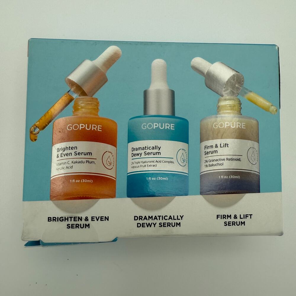 GOPURE Power Trio Serum Set Hydrate & Smooth Serum Triple Hyaluronic 3x 1 Oz